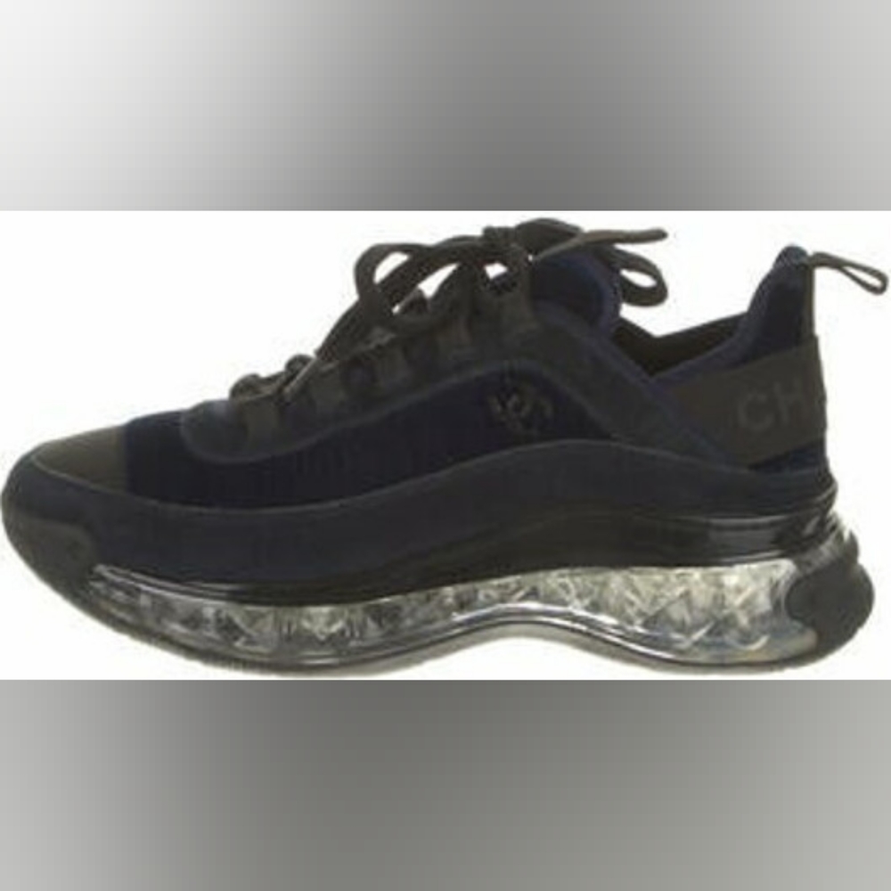 Rare! Chanel Suede Calfskin, Velvet & Grosgrain Black Low Top Sneakers size 39